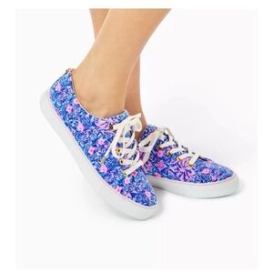 Lilly Pulitzer Abigail Sneaker Blue Peri Takin It Easy Shoe Blue Pink Sz 7.5 NEW